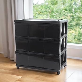 Amazon｜衣装ケース 3段 キャスター付き プラスチック ワイド